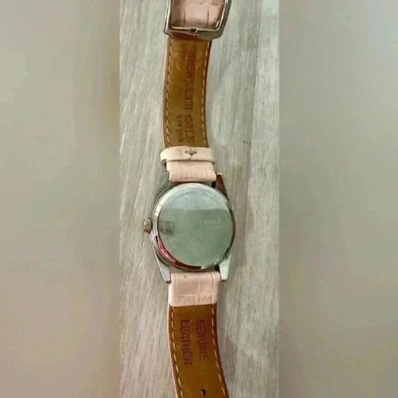 Kenneth Cole Diamond Watch Women Pave Silver Tone Pink Leather Band - Picture 4 of 9